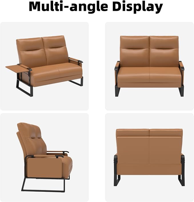 Faux Leather Loveseat, Upholstered Loveseat - Image 9