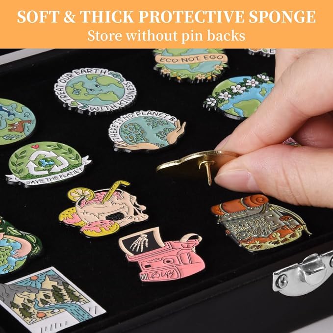 7.8 x 5.9 Inches Small Pin Display Case, Dustproof Pin Collection Showcase - Image 3