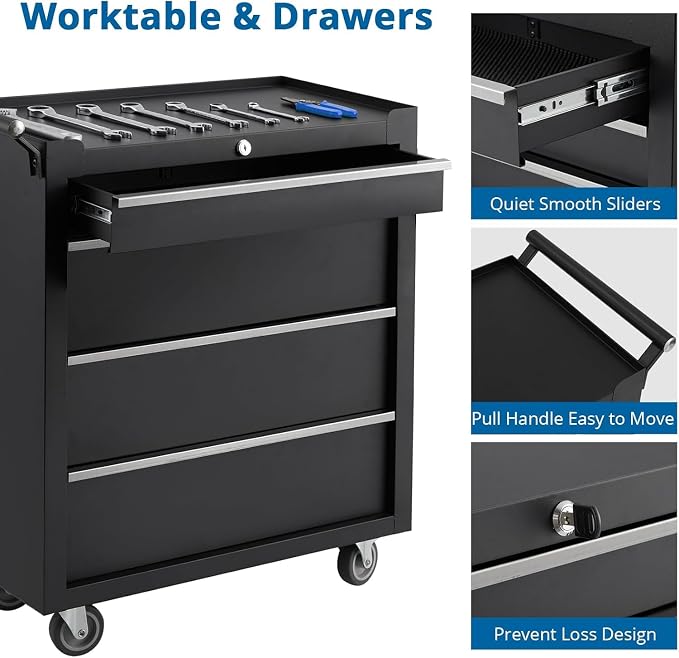 IDEALHOUSE Rolling Tool Chest, 4 Drawers Tool Storage Cabinet, Toolbox - Image 8