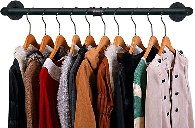 TLBTEK Industrial Pipe Clothes Rack, Vintage Farmhouse DIY Wall Mounted Pot Bar - Image 5