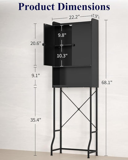Kitsure 68.1"H Over Toilet Storage Cabinet, Magnetic Door, Adjustable Shelf | - Image 2