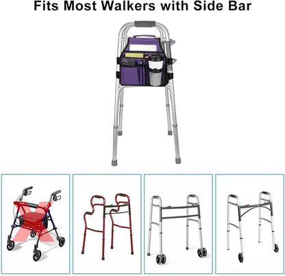 supregear Side Walker Bag, Walker Accessories Bag w/Cup Holder, Folding Walker - Image 6