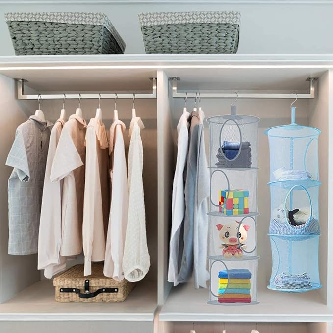 2pcs Hanging Mesh Storage Organizer Bag Foldable Space Saving Organizer - Image 6