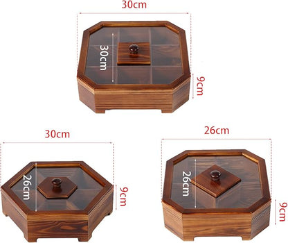 Solid Wood Box Chinese Divided Grid Dried Fruit Tray Vintage Ornament - Image 8