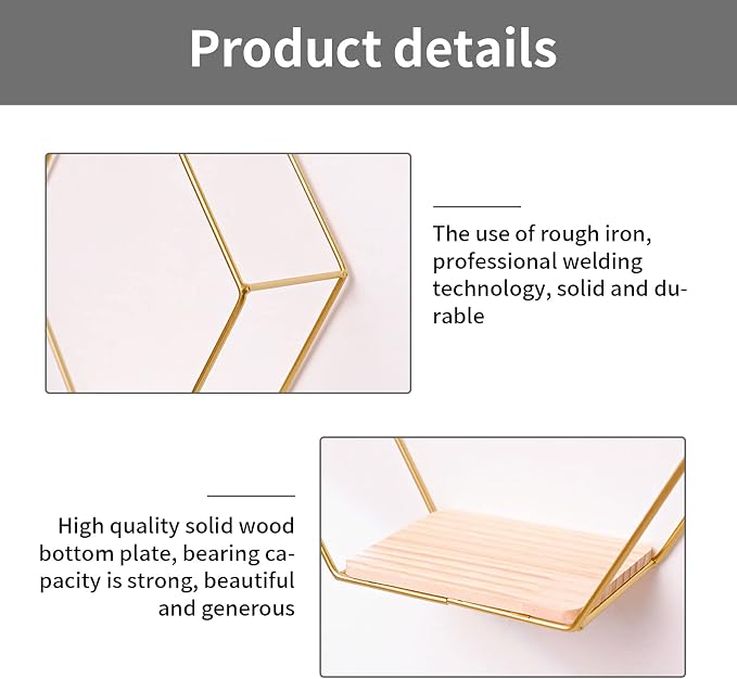 Wall Mounted Hexagonal Floating Shelves Set of 3 in Different Sizes, Modern - Image 4