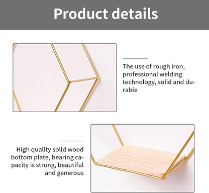 Wall Mounted Hexagonal Floating Shelves Set of 3 in Different Sizes, Modern - Image 4