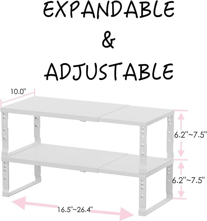 Adjustable Metal Shelving Unit, Stackable & Expendable Storage Rack - Image 3