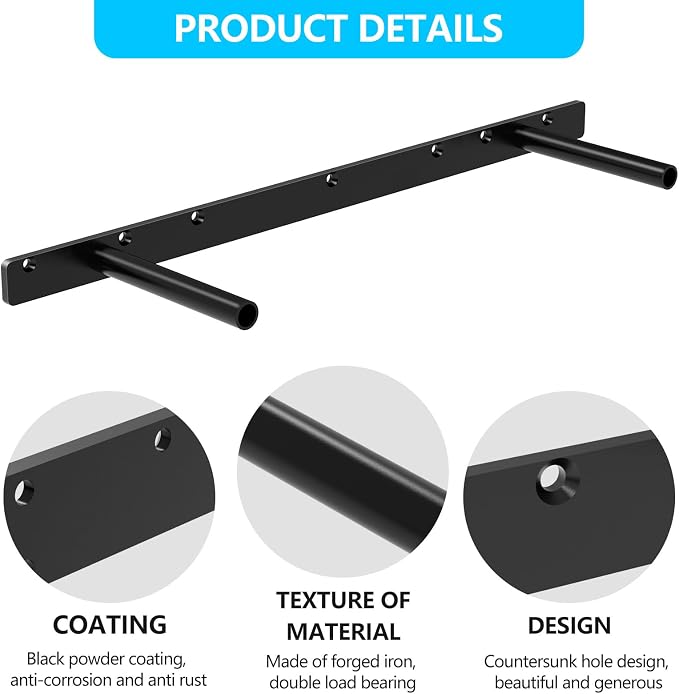 2pcs Floating Shelf Bracket, Solid Steel Support Rods, Wall Mounting Invisible - Image 4