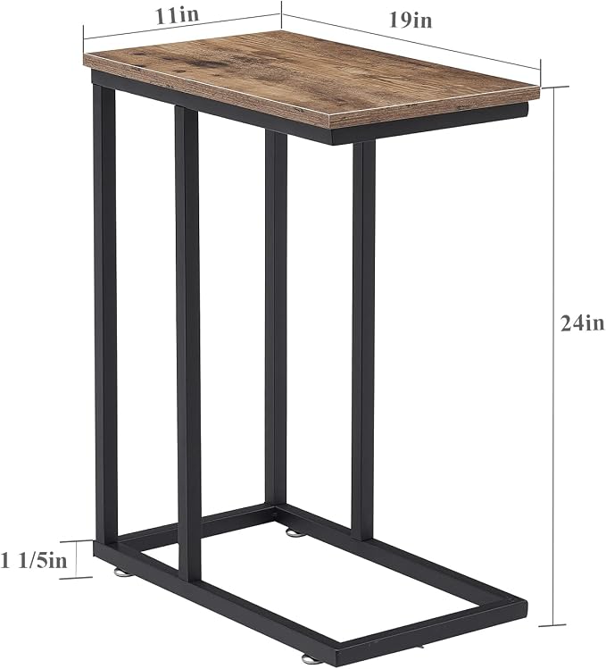 VECELO C Shaped End Side Table for Sofa Couch and Bed Snack TV Tray for Living - Image 3