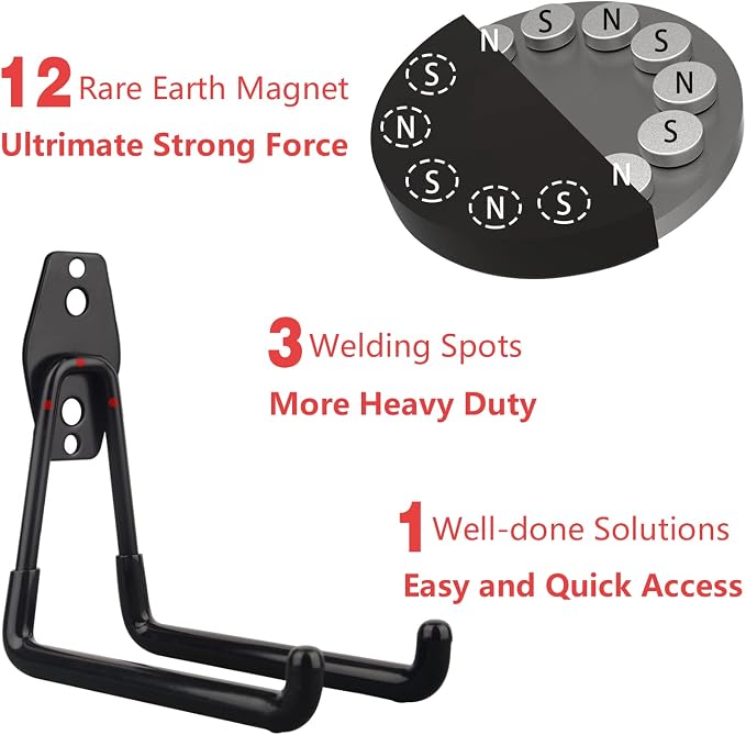 MUTUACTOR Large Magnetic Hooks, Power Drill Drivers, Tool Box, Chest or Metal - Image 2