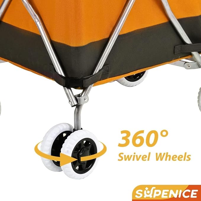 Folding Shopping Cart for Groceries, Water-Resistant Heavy-Duty Canvas Trolley - Image 4