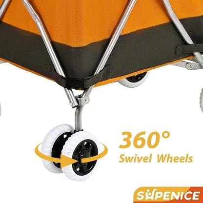 Folding Shopping Cart for Groceries, Water-Resistant Heavy-Duty Canvas Trolley - Image 4