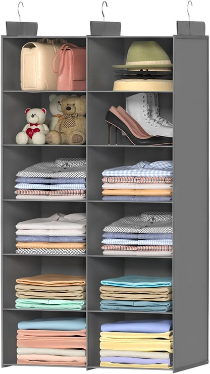 Dual-Row Hanging Closet Organizer – Foldable Clothes Storage Shelves by ALLTIDYUP