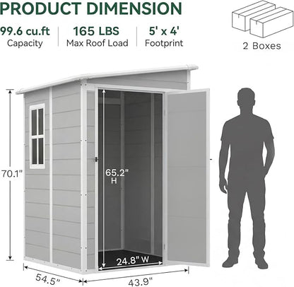Devoko 5 x 4 FT Plastic Outdoor Storage Shed - Image 2