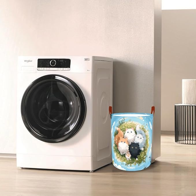 Laundry Baskets 15.7x19.7 Inch Large Kittens Meadow Design Collapsible Laundry - Image 7