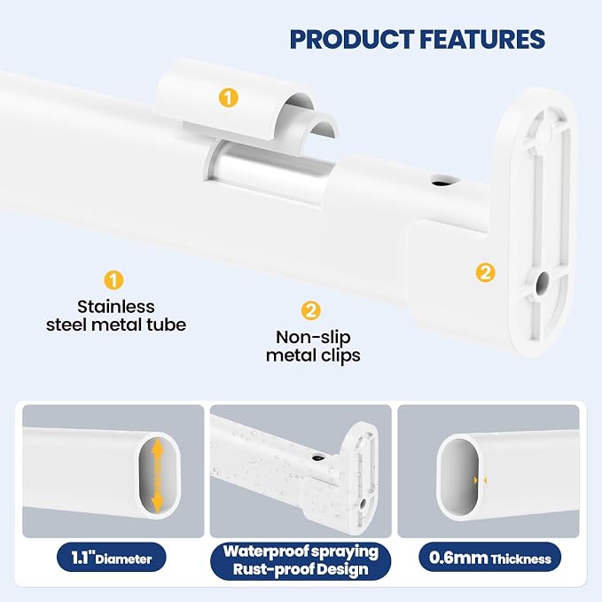 Mavivegue Oval Closet Rod, Adjustable Closet Rods – Expandable 17-40 Inches | - Image 3