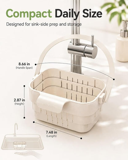 2-in-1 Foldable Sink Colander Hanging Kitchen Drain Basket Collapsible Faucet - Image 5