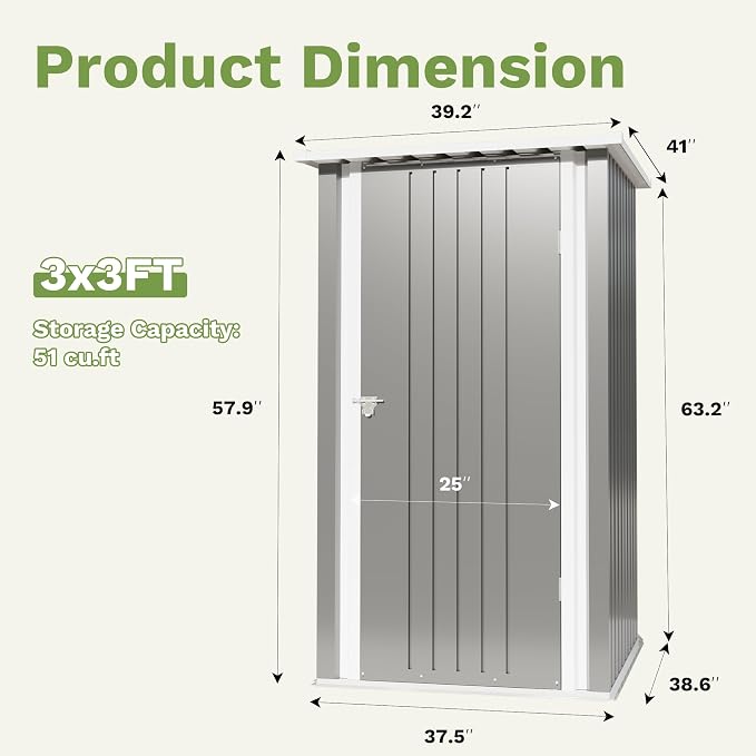 Devoko 3x3 FT Outdoor Storage Shed, Small Garden Tool Shed - Image 5