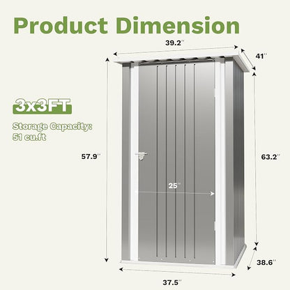 Devoko 3x3 FT Outdoor Storage Shed, Small Garden Tool Shed - Image 5