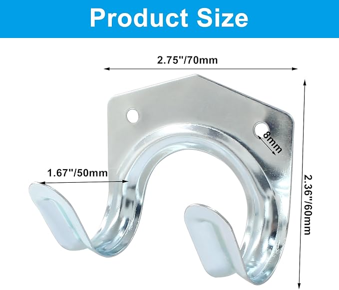 10 Pack Tool Storage Hooks Wall Mounted | Double Tool Storage Hangers, Mop - Image 2