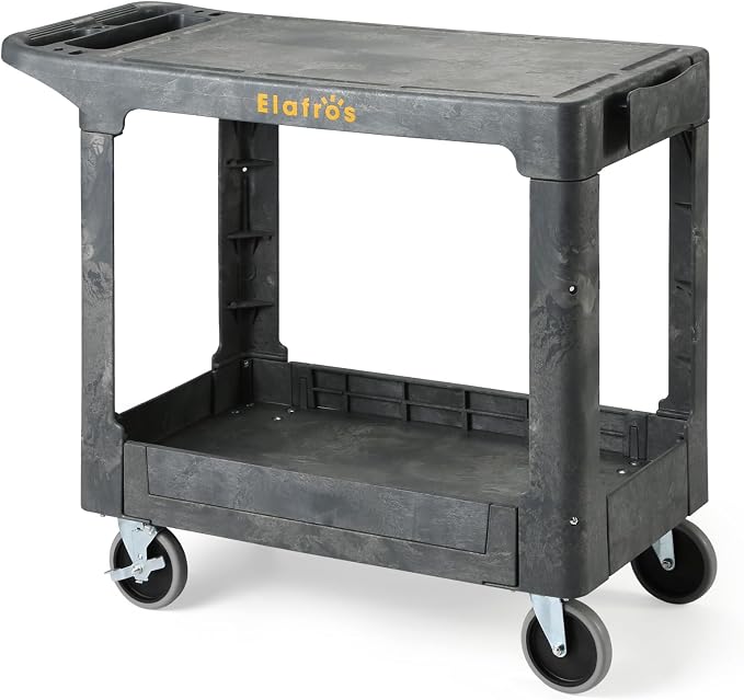 ELAFROS Heavy Duty Plastic Utility Cart Flat top 37 x 18.8 Inch by ELAFROS