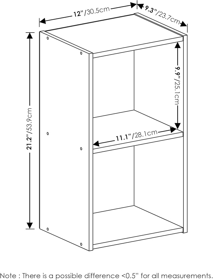 Furinno PASIR Book Shelf, 2-Tier Modern Bookshelf, Open Shelves Cube Bookcase - Image 3