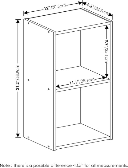 Furinno PASIR Book Shelf, 2-Tier Modern Bookshelf, Open Shelves Cube Bookcase - Image 3