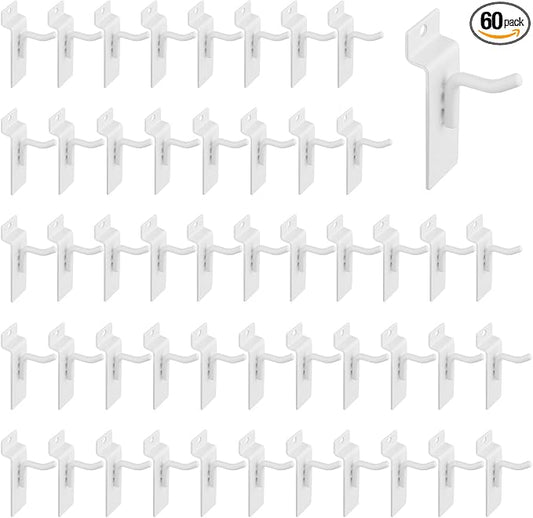 1" Slatwall Hooks, 60 Pack Garage Slat Wall Hanging Display Hooks by ALFFUN