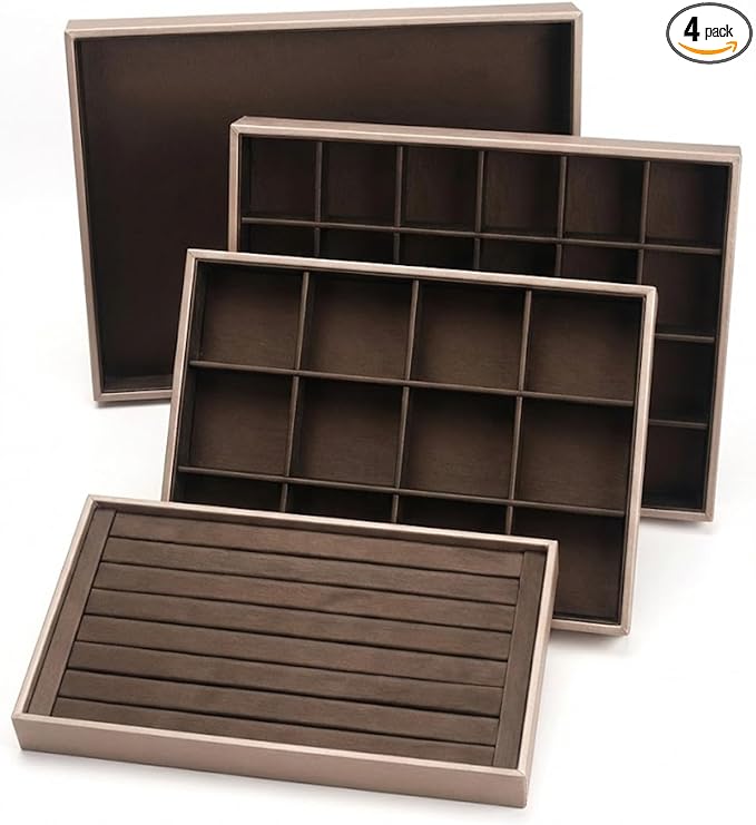 Jewelry Tray, 4 Pack Jewelry Organizer Velvet Jewelry Tray Stackable Jewelry by Unknown