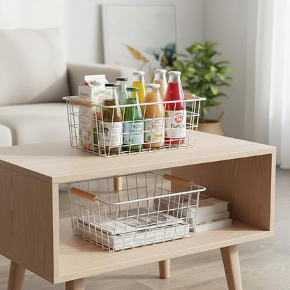 White Metal Wire Food Storage Basket - Image 6