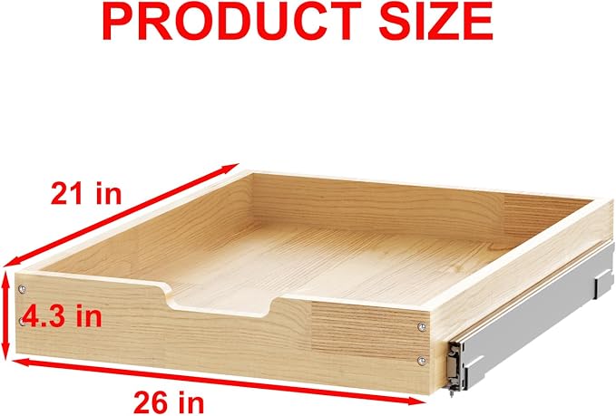 Wood Pull Out Cabinet Organizer 26" W x 21" D, Heavy-Duty Sliding Drawers - Image 2