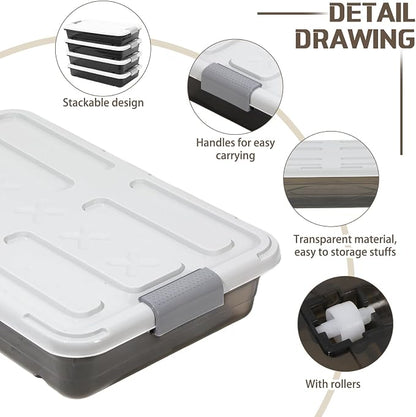 Beeveer 4 Pcs Plastic Under Bed Storage Containers - Image 3