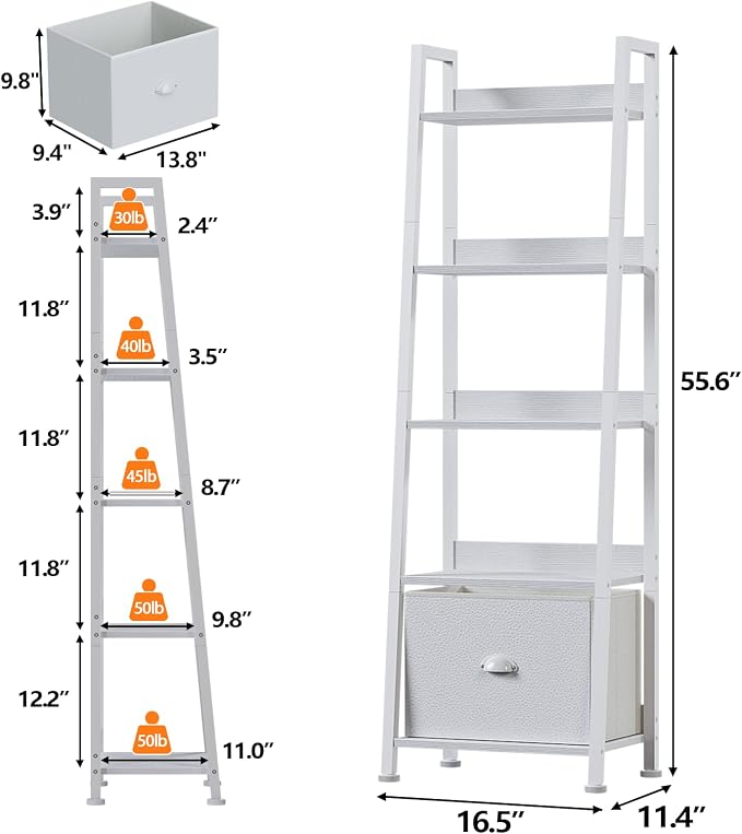 Furologee Ladder Shelf, 5 Tier Bookshelf - Image 3