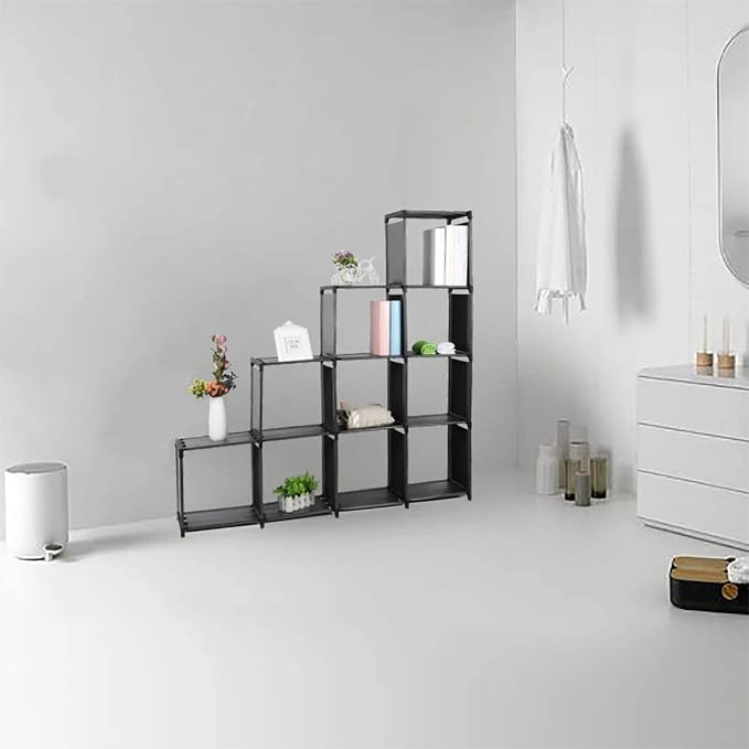 10-Cube Storage Organizer Rack, Staircase Organizer Modular Bookcase, DIY - Image 7