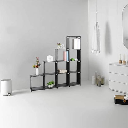 10-Cube Storage Organizer Rack, Staircase Organizer Modular Bookcase, DIY - Image 7