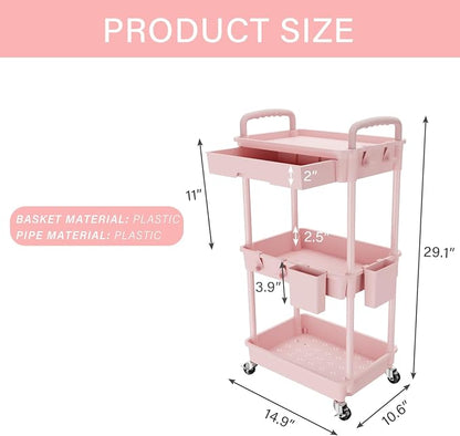 REBECAT 3 Tier Rolling Utility Cart - Image 2