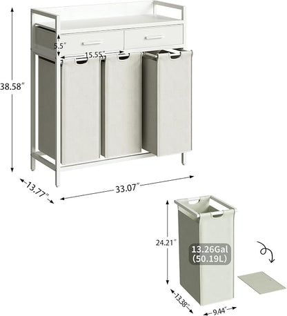 Laundry Sorter 3 Section Laundry Hamper - Image 3