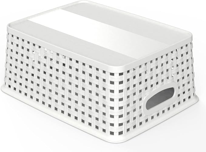 WYT Woven Plastic Storage Baskets, 6 Pack White Weave Bins Organizer, 10.1" x - Image 3