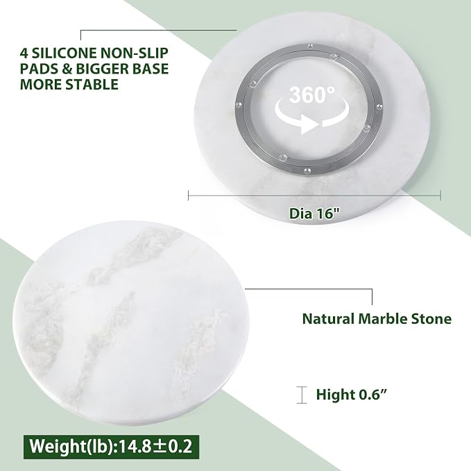 Marble Lazy Susan, 16 in Lazy Susan Turntable Organizer - Image 8
