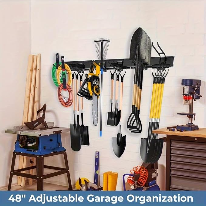 48" Industrial-Grade Wall-Mounted Garage Tool Organizer Heavy-Duty Steel Frame - Image 7