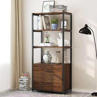 Tribesigns Bookcase, 4-Tier Rustic Bookshelf by Tribesigns