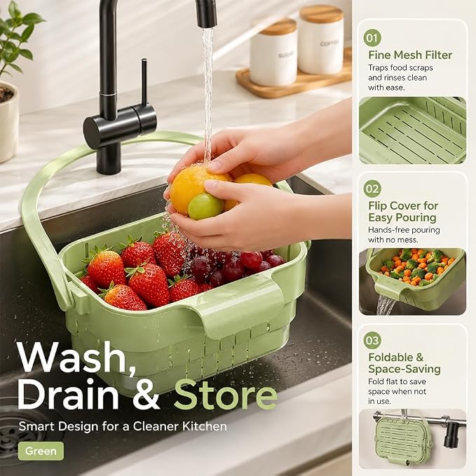 Foldable Hanging Kitchen Sink Drain Basket, 2027 New Faucet Hanging Strainer - Image 6