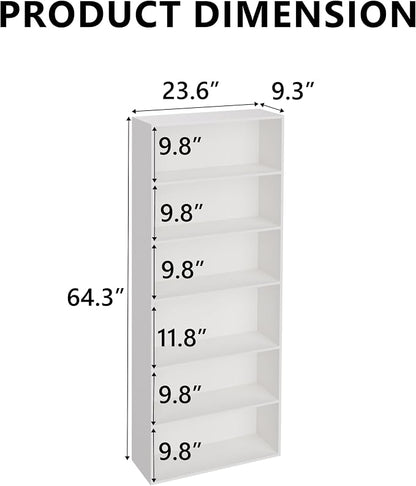 6 Tier Book Shelf，Wooden 6 Cube Storage Organizer, 6 Tier Low Bookcase Storage - Image 3