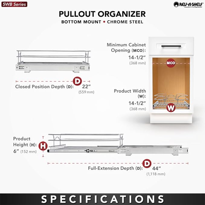 Rev-A-Shelf Kitchen Cabinet Wire Pullout Shelf and Drawer Organizer Pantry - Image 4