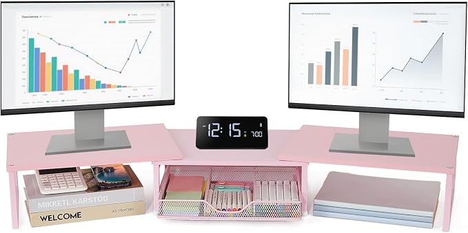 OPNICE Dual Monitor Stand Riser, Desk Organizer by OPNICE