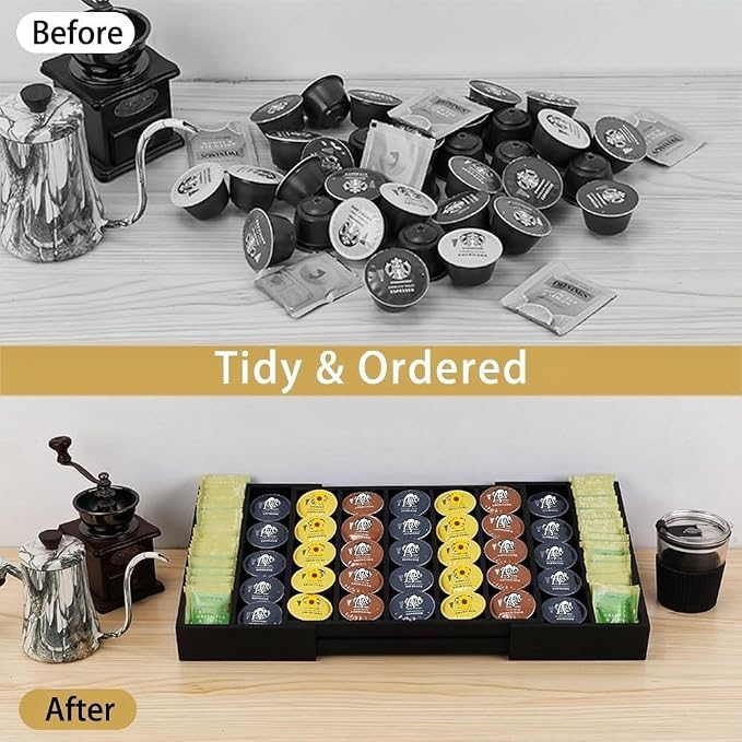 K Cup Holder Bamboo Coffee Pod Holder Drawer Organizer, Expandable K Cup Pod - Image 5