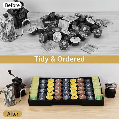 K Cup Holder Bamboo Coffee Pod Holder Drawer Organizer, Expandable K Cup Pod - Image 5