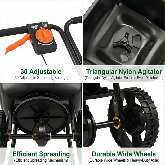 Walk-Behind Hand Push Broadcast Spreader, 10 ft Spreading Width Manual - Image 7
