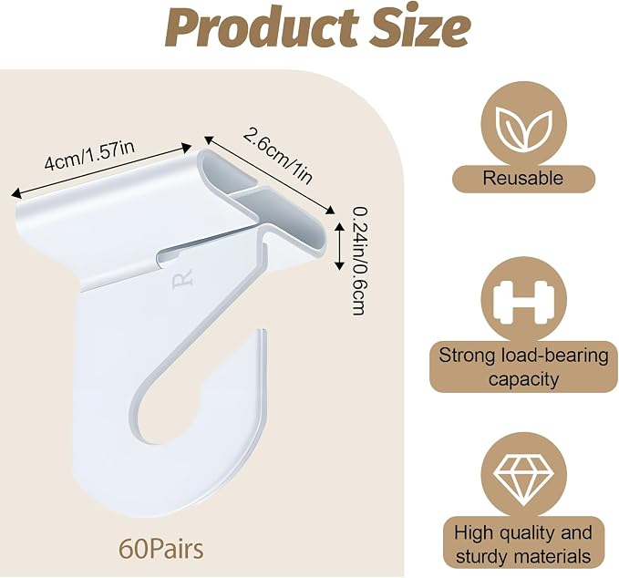 60 Pairs Drop Ceiling Hooks for Classrooms & Offices, Drop Ceilings Hook for - Image 2
