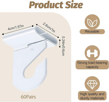60 Pairs Drop Ceiling Hooks for Classrooms & Offices, Drop Ceilings Hook for - Image 2